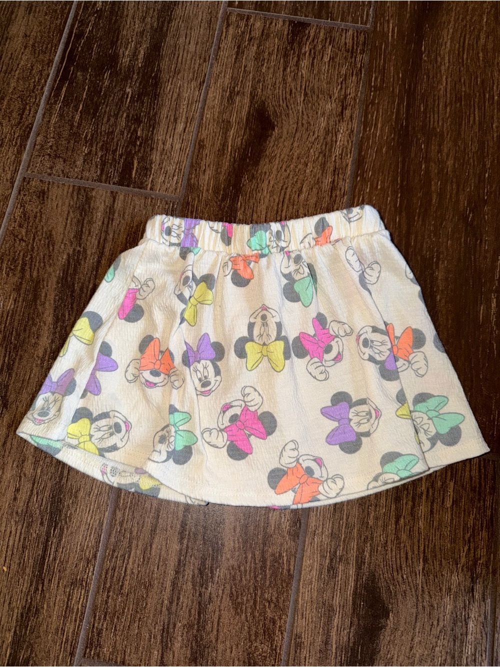 Girls White Skirt with Colorful Minnie Bow Print